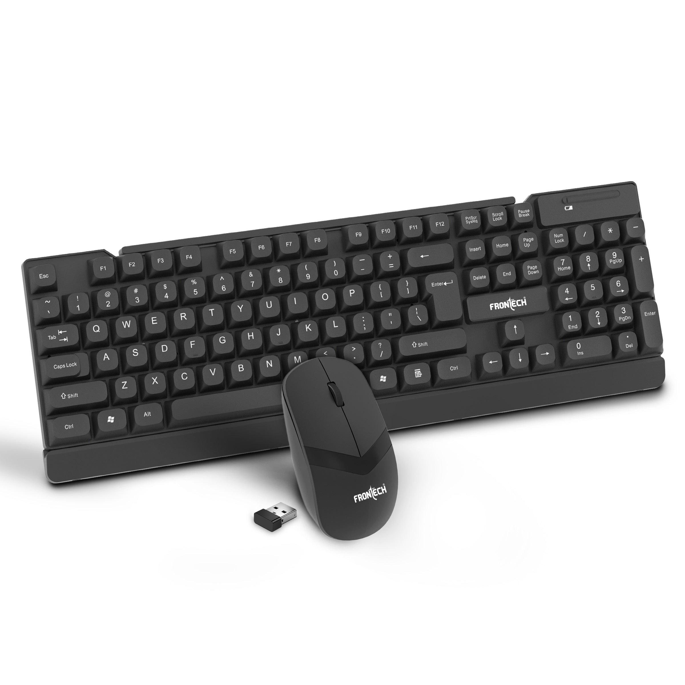 Frontech Wireless Keyboard & Mouse Combo | 2.4GHz Connectivity | 1600 DPI Mouse | 104 Keys | Power Saving | Adjustable Height | USB Nano Receiver (KB-0027P) Frontech Wireless Keyboard & Mouse Combo | 2.4GHz Connectivity | 1600 DPI Mouse | 104 Keys | Power Saving | Adjustable Height | USB Nano Receiver (KB-0027P)